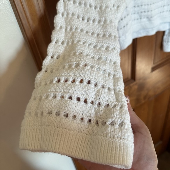 Hollister Women's White Easy Crochet-Style Crew Sweater Size XXL - Picture 5 of 15